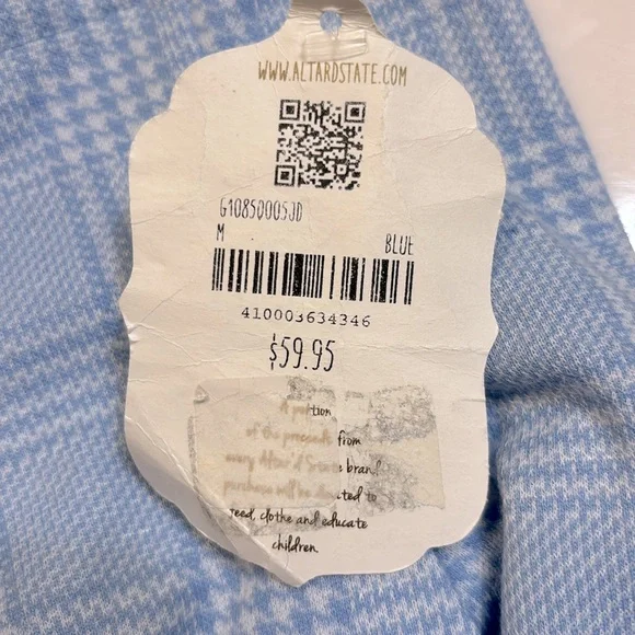 Altar’d State Pleated Mini Skirt Blue and White Plaid Size Medium NWT - Picture 9 of 9